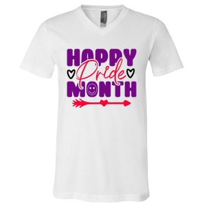 Happy Pride Month Celebration Graphic V-Neck T-Shirt