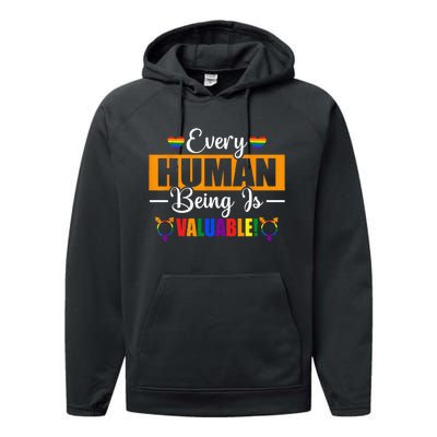 Happy Pride Month Rainbow Flag Design for Proud Ally Performance Fleece Hoodie