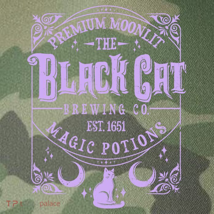 Halloween Premium Moonlit The Black Cat Magic Potions Est 1651 Legacy Tie Dye Trucker Hat