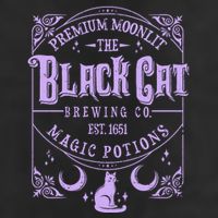 Halloween Premium Moonlit The Black Cat Magic Potions Est 1651 7 Panel Mesh Trucker Snapback Hat