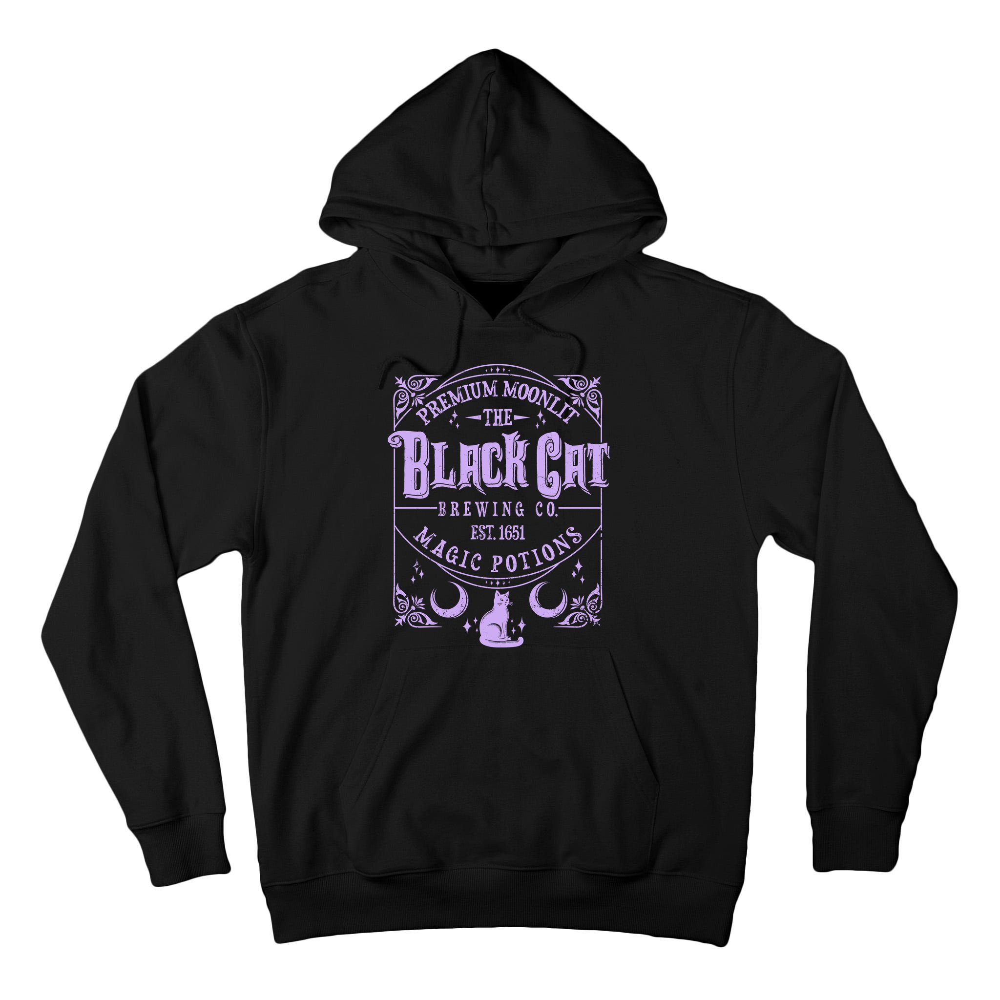 Halloween Premium Moonlit The Black Cat Magic Potions Est 1651 Tall Hoodie