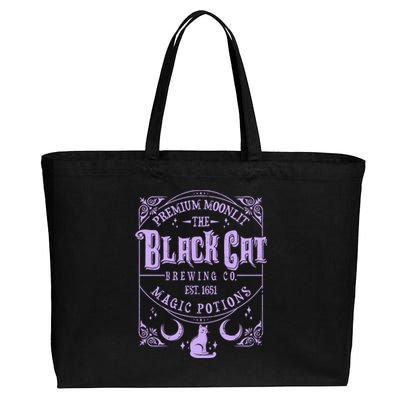 Halloween Premium Moonlit The Black Cat Magic Potions Est 1651 Cotton Canvas Jumbo Tote