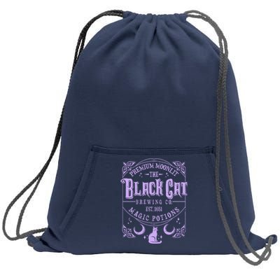 Halloween Premium Moonlit The Black Cat Magic Potions Est 1651 Sweatshirt Cinch Pack Bag