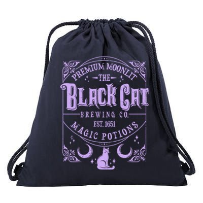 Halloween Premium Moonlit The Black Cat Magic Potions Est 1651 Drawstring Bag