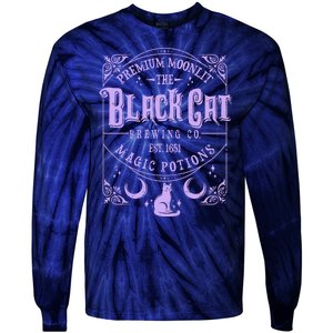 Halloween Premium Moonlit The Black Cat Magic Potions Est 1651 Tie-Dye Long Sleeve Shirt