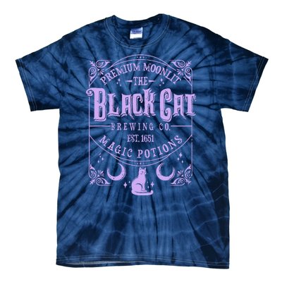 Halloween Premium Moonlit The Black Cat Magic Potions Est 1651 Tie-Dye T-Shirt