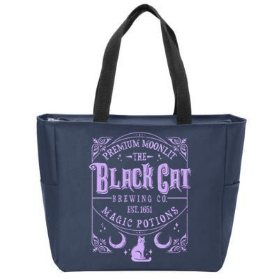 Halloween Premium Moonlit The Black Cat Magic Potions Est 1651 Zip Tote Bag