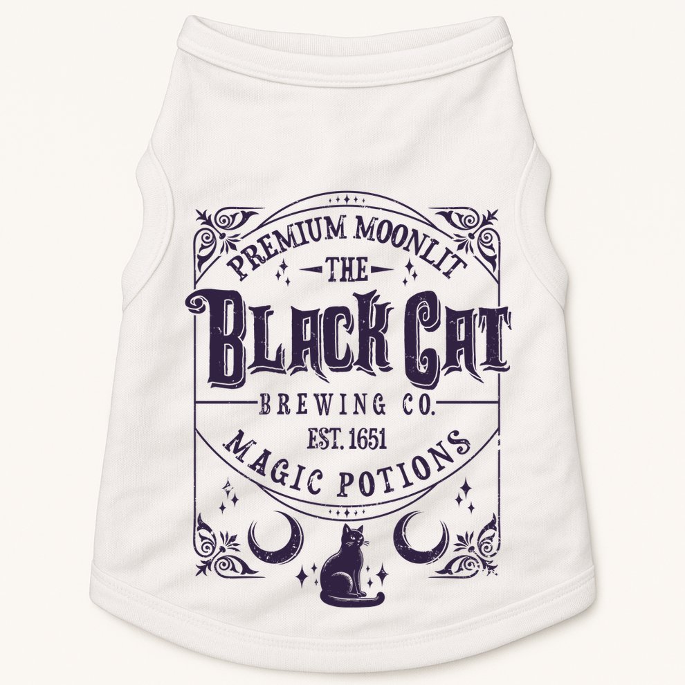 Halloween Premium Moonlit The Black Cat Magic Potions Est 1651 Doggie Tank