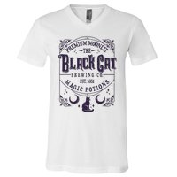 Halloween Premium Moonlit The Black Cat Magic Potions Est 1651 V-Neck T-Shirt