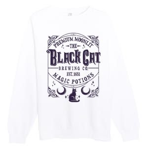 Halloween Premium Moonlit The Black Cat Magic Potions Est 1651 Premium Crewneck Sweatshirt