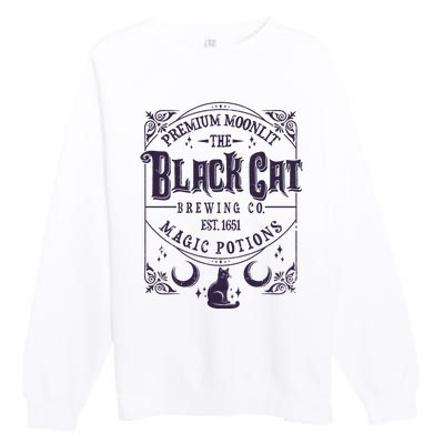 Halloween Premium Moonlit The Black Cat Magic Potions Est 1651 Premium Crewneck Sweatshirt