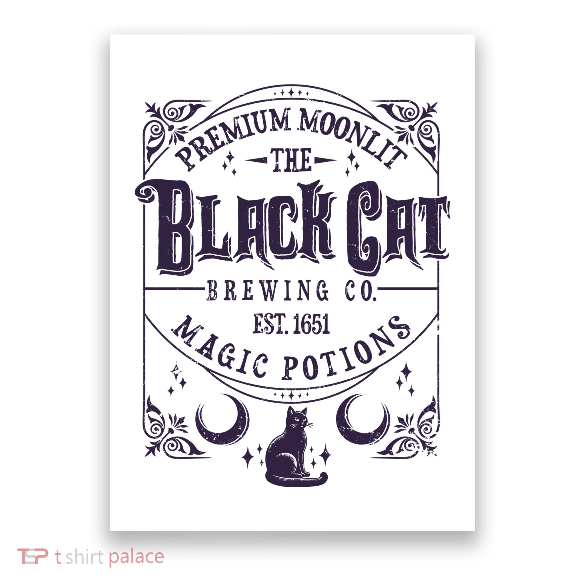 Halloween Premium Moonlit The Black Cat Magic Potions Est 1651 Poster