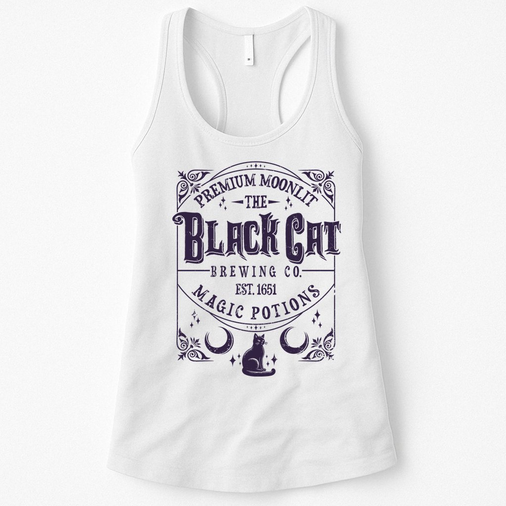 Halloween Premium Moonlit The Black Cat Magic Potions Est 1651 Womens Tank Top