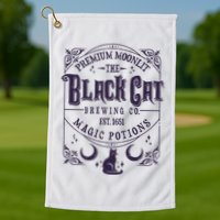 Halloween Premium Moonlit The Black Cat Magic Potions Est 1651 Golf Towel