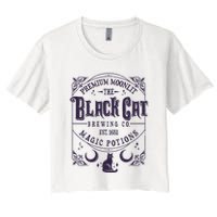Halloween Premium Moonlit The Black Cat Magic Potions Est 1651 Women's Crop Top Tee