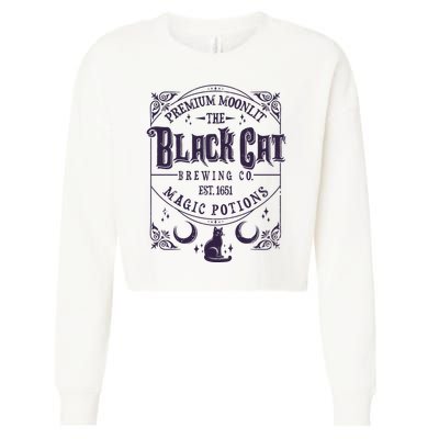 Halloween Premium Moonlit The Black Cat Magic Potions Est 1651 Cropped Pullover Crew