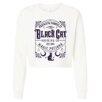 Halloween Premium Moonlit The Black Cat Magic Potions Est 1651 Cropped Pullover Crew