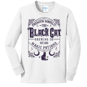 Halloween Premium Moonlit The Black Cat Magic Potions Est 1651 Kids Long Sleeve Shirt