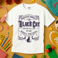Halloween Premium Moonlit The Black Cat Magic Potions Est 1651 Kids T-Shirt