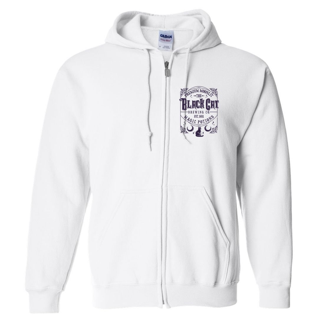 Halloween Premium Moonlit The Black Cat Magic Potions Est 1651 Full Zip Hoodie