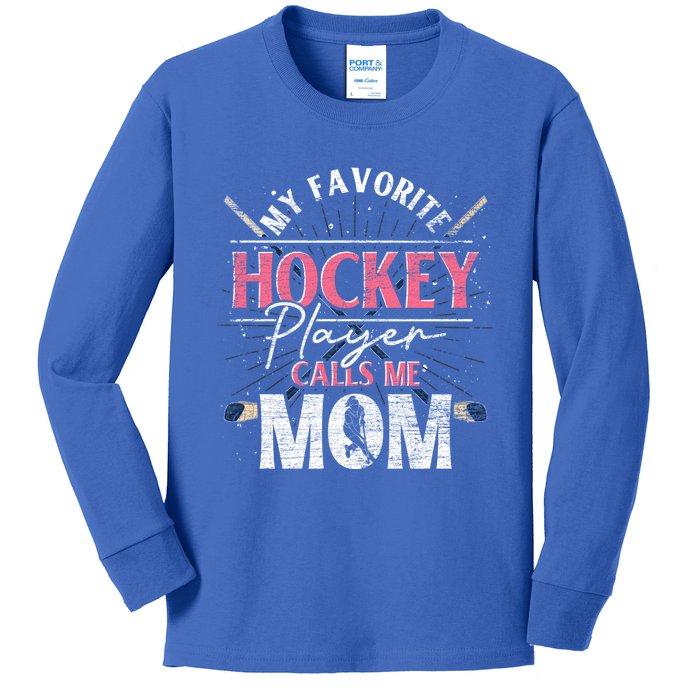 Hockey Player Mom Sport Mothers Day Hockey Fan Hockey Gift Kids Long Sleeve Shirt