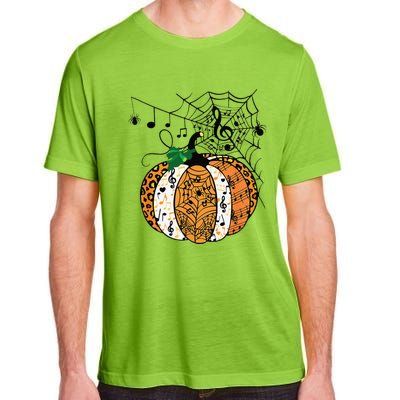 Halloween Pumpkin Music Symbols Music Teacher Halloween Adult ChromaSoft Performance T-Shirt