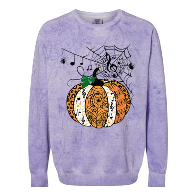 Halloween Pumpkin Music Symbols Music Teacher Halloween Colorblast Crewneck Sweatshirt