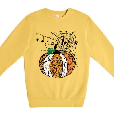 Halloween Pumpkin Music Symbols Music Teacher Halloween Premium Crewneck Sweatshirt