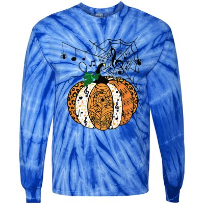 Halloween Pumpkin Music Symbols Music Teacher Halloween Tie-Dye Long Sleeve Shirt