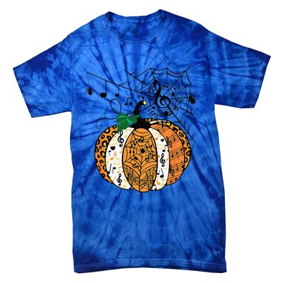 Halloween Pumpkin Music Symbols Music Teacher Halloween Tie-Dye T-Shirt