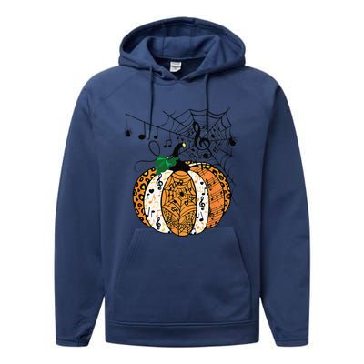 Halloween Pumpkin Music Symbols Music Teacher Halloween Performance Fleece Hoodie