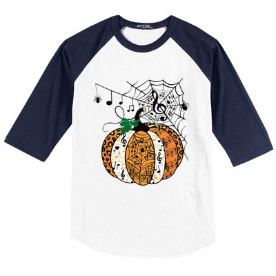 Halloween Pumpkin Music Symbols Music Teacher Halloween Baseball Sleeve Shirt