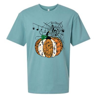 Halloween Pumpkin Music Symbols Music Teacher Halloween Sueded Cloud Jersey T-Shirt