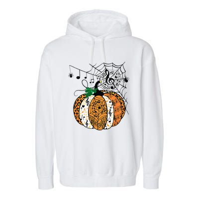 Halloween Pumpkin Music Symbols Music Teacher Halloween Garment-Dyed Fleece Hoodie