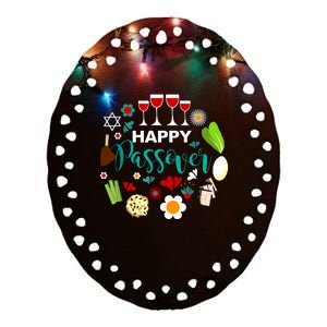 Happy Passover Meal Seder Dinner Ceramic Oval Ornament