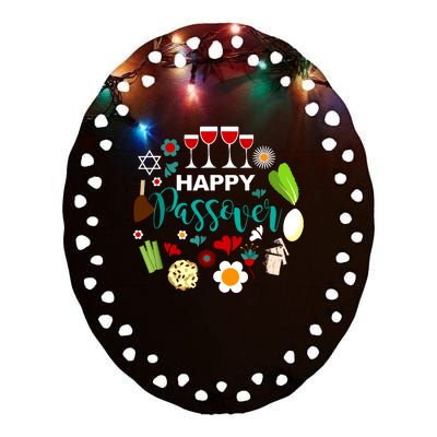 Happy Passover Meal Seder Dinner Ceramic Oval Ornament