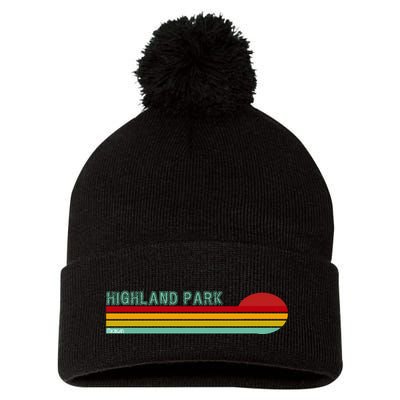 Highland Park Michigan Pom Pom 12in Knit Beanie