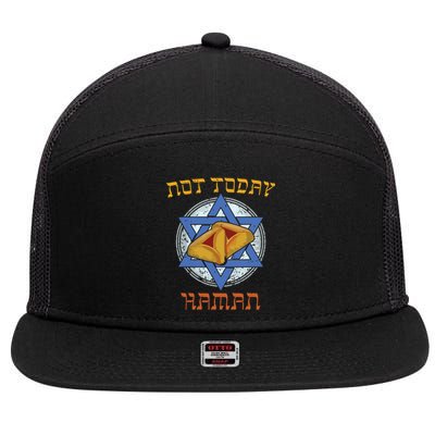 Happy Purim Not Today Haman Jew Holiday Hamantaschen 7 Panel Mesh Trucker Snapback Hat