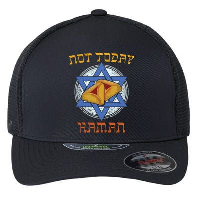 Happy Purim Not Today Haman Jew Holiday Hamantaschen Flexfit Unipanel Trucker Cap