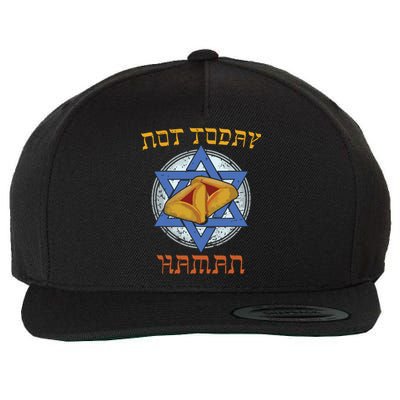 Happy Purim Not Today Haman Jew Holiday Hamantaschen Wool Snapback Cap