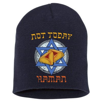 Happy Purim Not Today Haman Jew Holiday Hamantaschen Short Acrylic Beanie