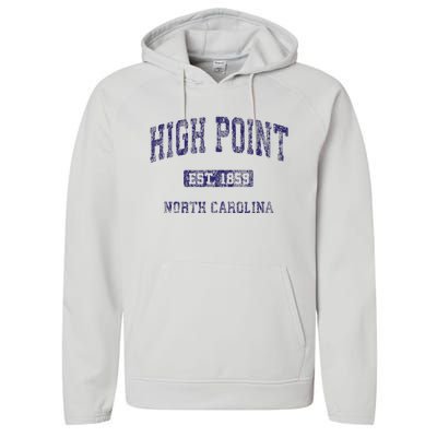 High Point North Carolina Nc Vintage Athletic Performance Fleece Hoodie