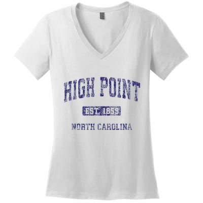 High Point North Carolina Nc Vintage Athletic Women's V-Neck T-Shirt