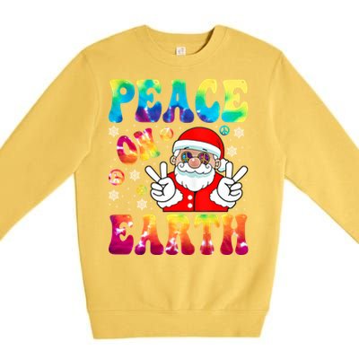 Hippie Peace On Earth Boho Christmas Santa Claus Pajamas Gift Premium Crewneck Sweatshirt