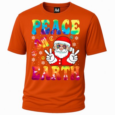 Hippie Peace On Earth Boho Christmas Santa Claus Pajamas Gift Cooling Performance Crew T-Shirt