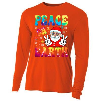 Hippie Peace On Earth Boho Christmas Santa Claus Pajamas Gift Cooling Performance Long Sleeve Crew