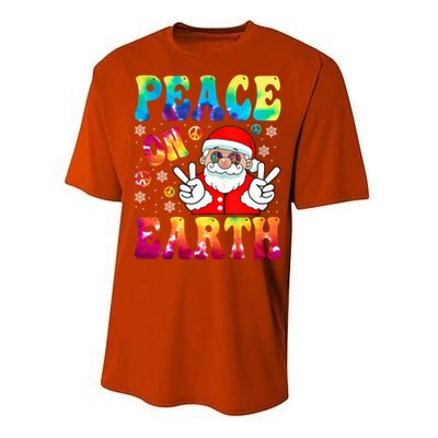 Hippie Peace On Earth Boho Christmas Santa Claus Pajamas Gift Performance Sprint T-Shirt