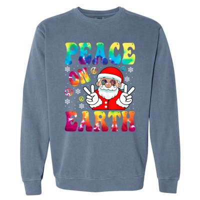 Hippie Peace On Earth Boho Christmas Santa Claus Pajamas Gift Garment-Dyed Sweatshirt