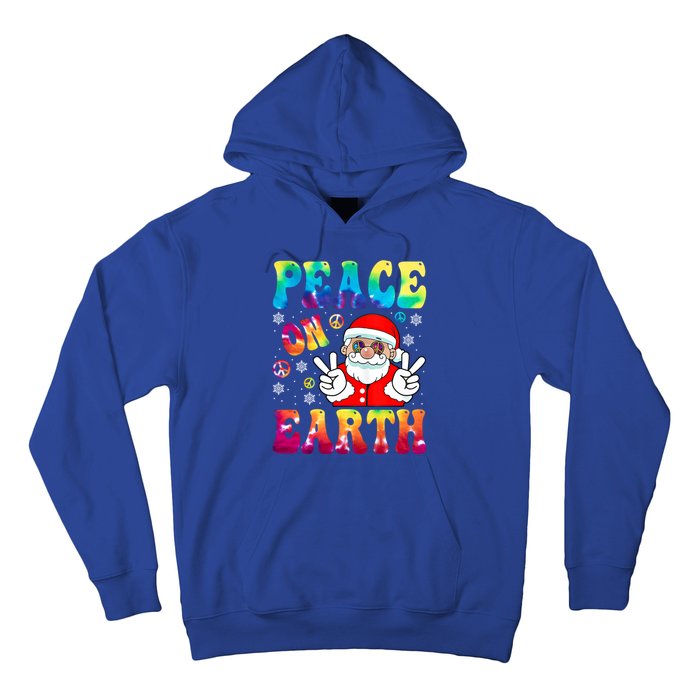 Hippie Peace On Earth Boho Christmas Santa Claus Pajamas Gift Hoodie