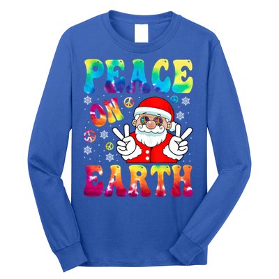 Hippie Peace On Earth Boho Christmas Santa Claus Pajamas Gift Long Sleeve Shirt